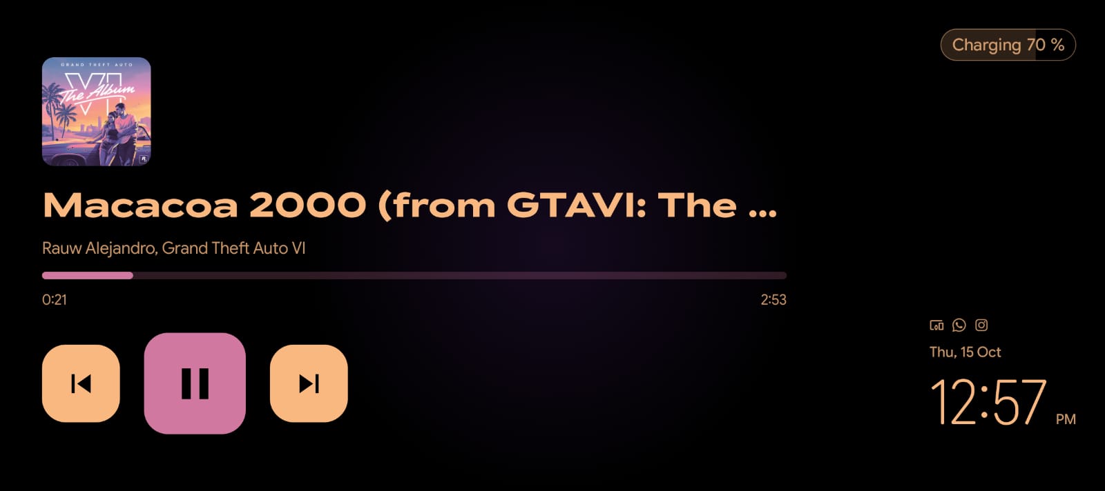 Music Player on the charger