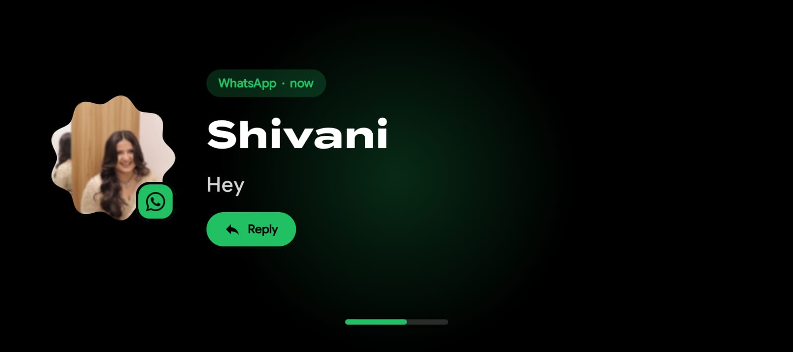 A WhatsApp message filling the screen